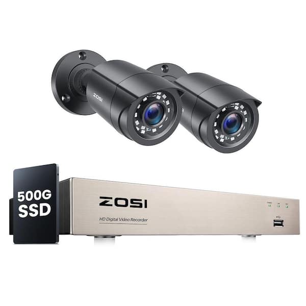 3K Lite 8-Channel Security Camera System with AI Human Vehicle Detection, 2PCS 1920TVL 1080P Outdoor Cameras, 500GB HDD