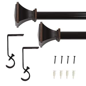 28 in. - 48 in. Telescoping 5/8 in. Single Curtain Rod Kit in Oil-Rubbed Bronze with Trumpet Square Finials