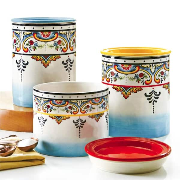 Euro Ceramica Zanzibar 3-Piece Ceramic Canister Set