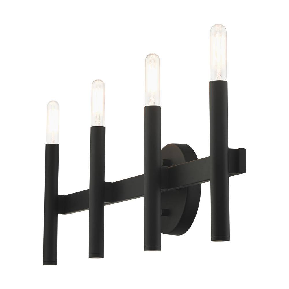 Copenhagen Black Steel 4-Light Dimmable Vanity Sconce