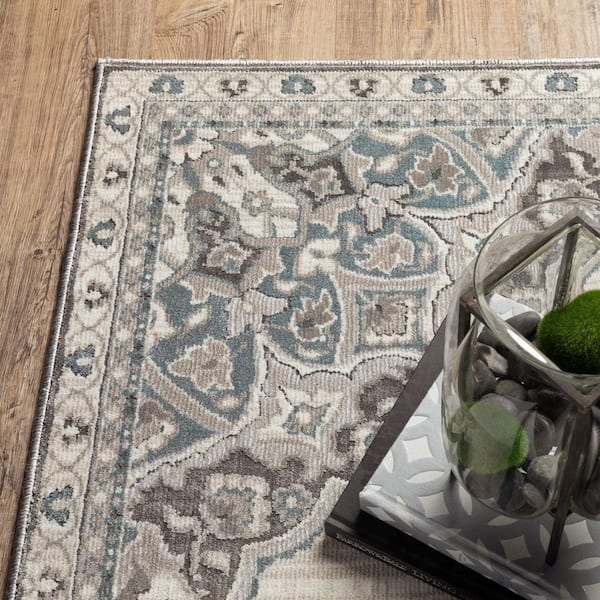 2 X 8 Blue Abstract Washable Area Rug Runner Rug