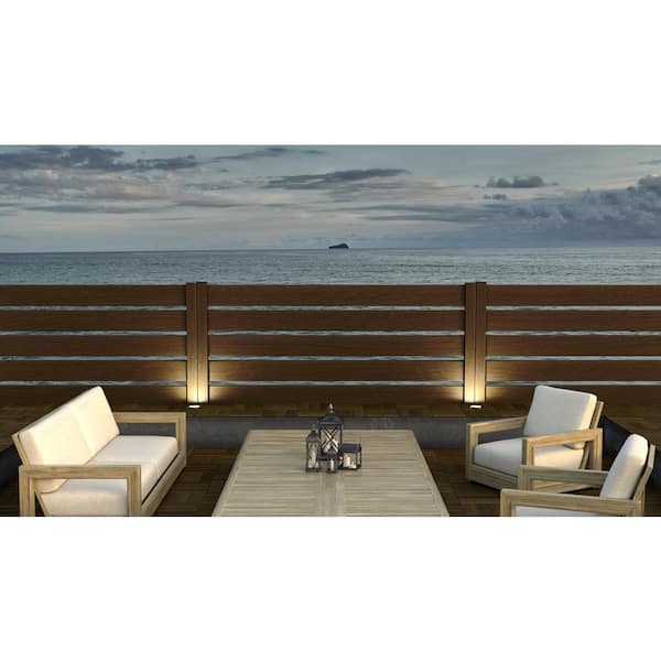 Composite Modern Horizontal Semi-Privacy Perimeter Fence (3.5 ft. H x 6 ft. W) Rosewood