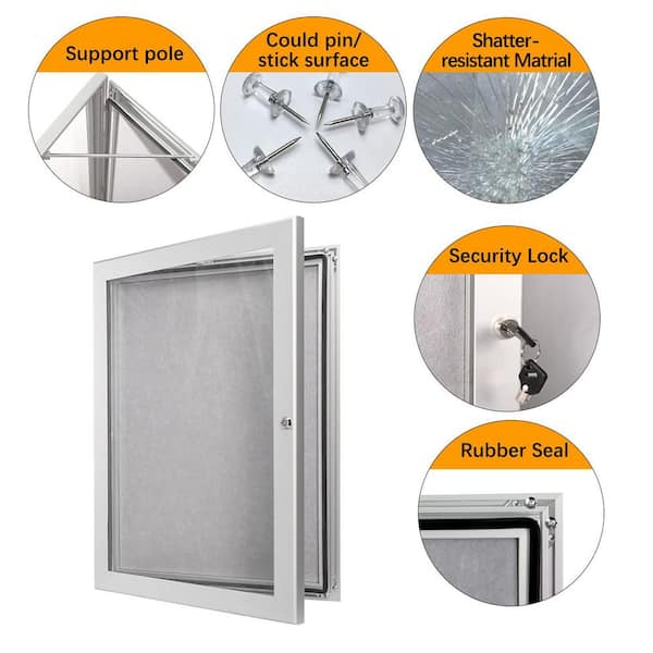 26.8 in. x 20 in. All-Weather Enclosed Bulletin Board with Lock, Fiber (1-pack)﻿