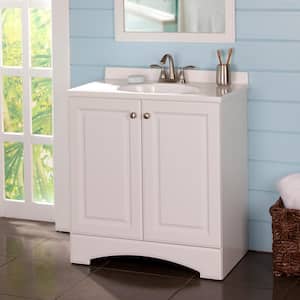31 in. W x 19 in. D x 35 in. H Single Sink Freestanding Bath Vanity in White with White Cultured Marble Top