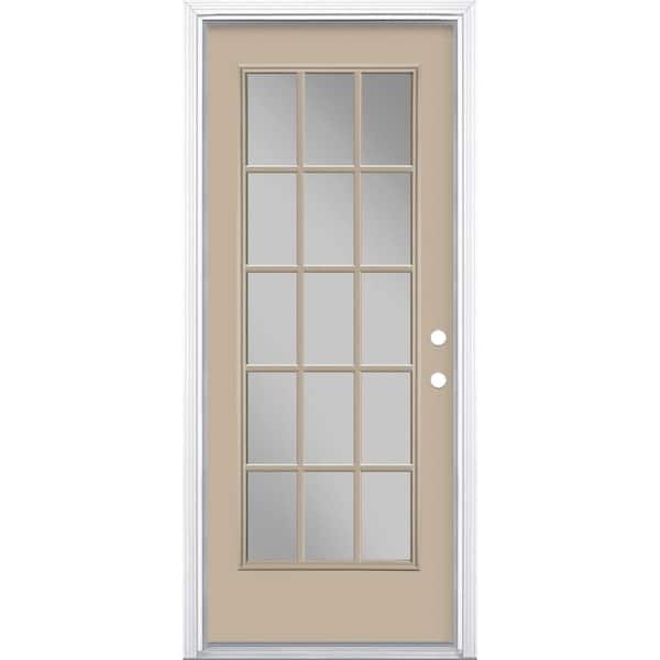 Masonite 32 in. x 80 in. Canyon View 15 Lite Left Hand Clear Glass Painted Steel Prehung Front Door Brickmold/Vinyl Frame