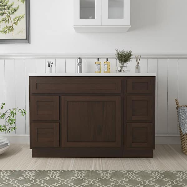 Vanity Art 48 in. W x 21 in. D x 32.5 in. H Bath Vanity Cabinet without Top in Brown (Unassembled)
