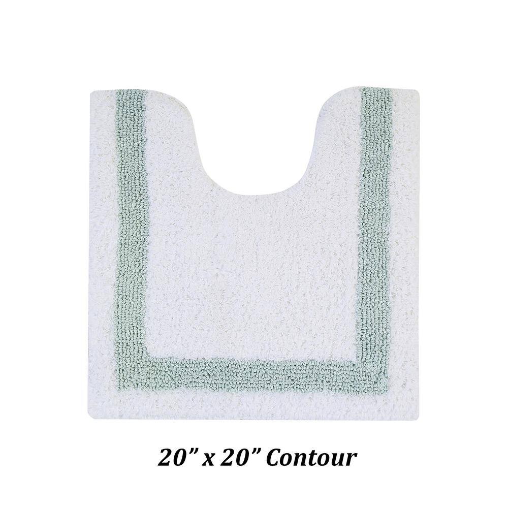White and Blue Cotton Tufted Reversible Bath Rug Set