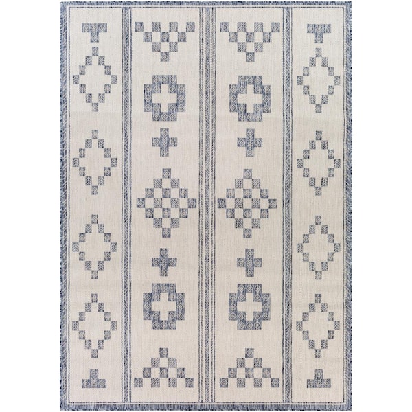 Livabliss Hawthorne Blue 5 ft. x 7 ft. Global Indoor/Outdoor Area Rug