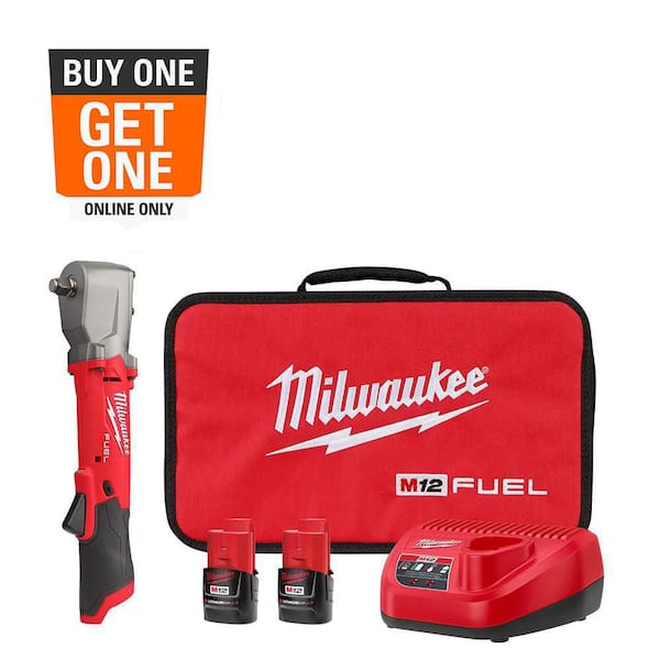 M12 FUEL 12V Lithium-Ion Brushless Cordless 1/2 in. Right Angle Impact Wrench Kit with Two 2.0 Ah Batteries