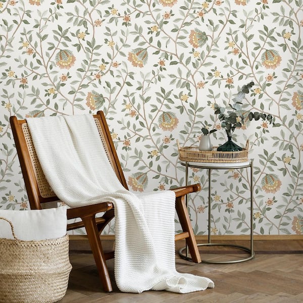 Vintage Botanical Blooms Pink Wallpaper