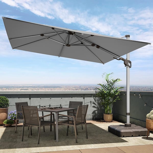 LAUSAINT HOME 10 ft. Aluminum Cantilever Patio Umbrella in Gray URM002 ...