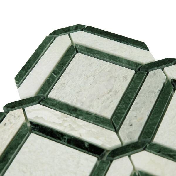 Giorbello Ming Green 12 in. x 12 in. x 8mm Polished Marble Framed