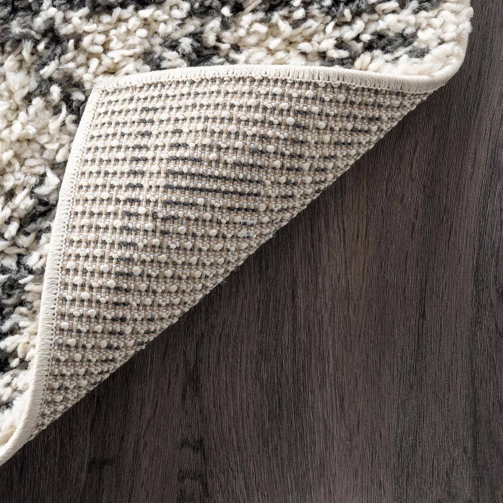 Lacey Moroccan Geometric Off-White Shag Area Rug, 5'3" x 7'7"