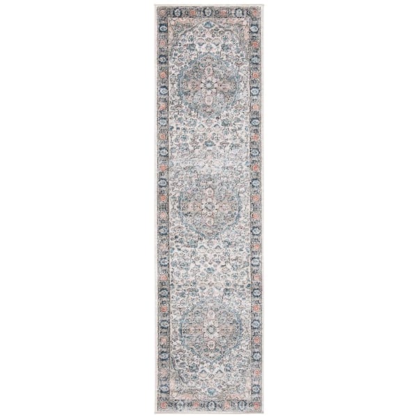 Safavieh Oregon Gray Blue 3 Ft. X 8 Ft. Border Runner Rug Ore813f-2680 