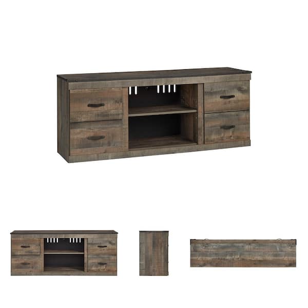Signature DESIGN BY ASHLEY Trinell Brown TV Stand Fits TV's up to 69 in.  with Shelf EW0446-268 - The Home Depot