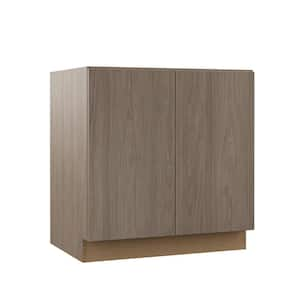 Designer Series Edgeley Assembled 33x34.5x23.75 in. Full Height Door Base Kitchen Cabinet in Driftwood