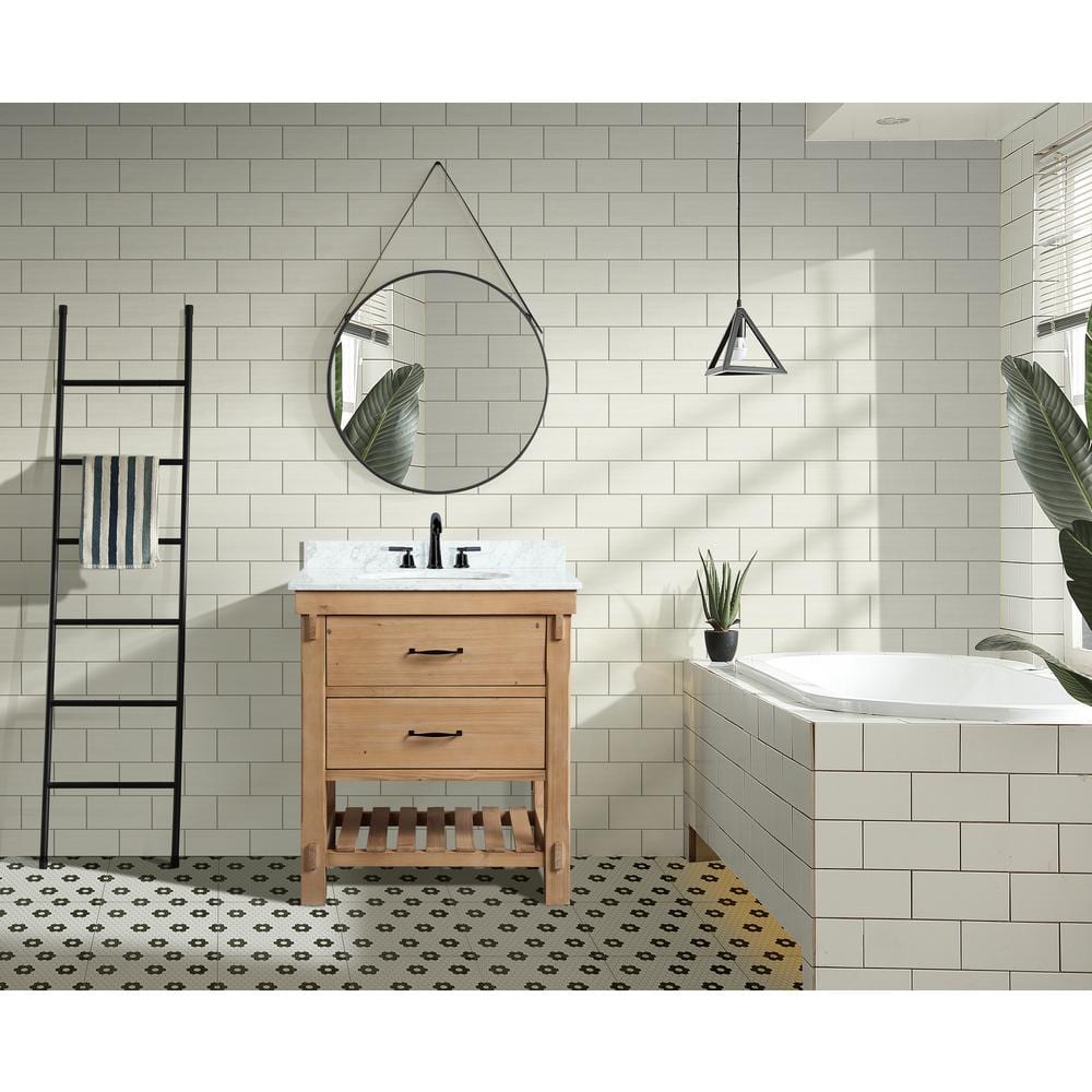 Marina Driftwood 30" Solid Wood Bathroom Vanity with Marble Top