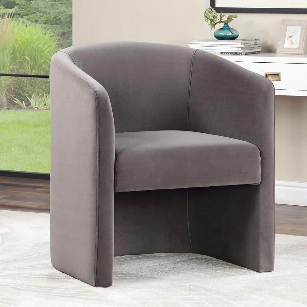 Steve Silver Iris Fog Gray Velvet Accent Barrell Chair IR500F The