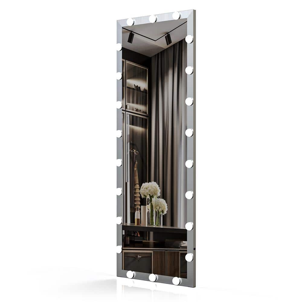 24 in. W x 63 in. H Modern Rectangle Aluminum Framed Silver Floor Mirror Wi