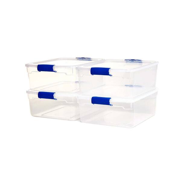 Hommp 5 Liter Clear Storage Box, 4-Pack Plastic Latching Box with Lid