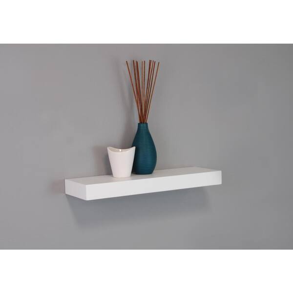 Slim Line 1-Piece 8 in. D x 18 in. L x 1-1/4 in. MDF White Floating Shelf