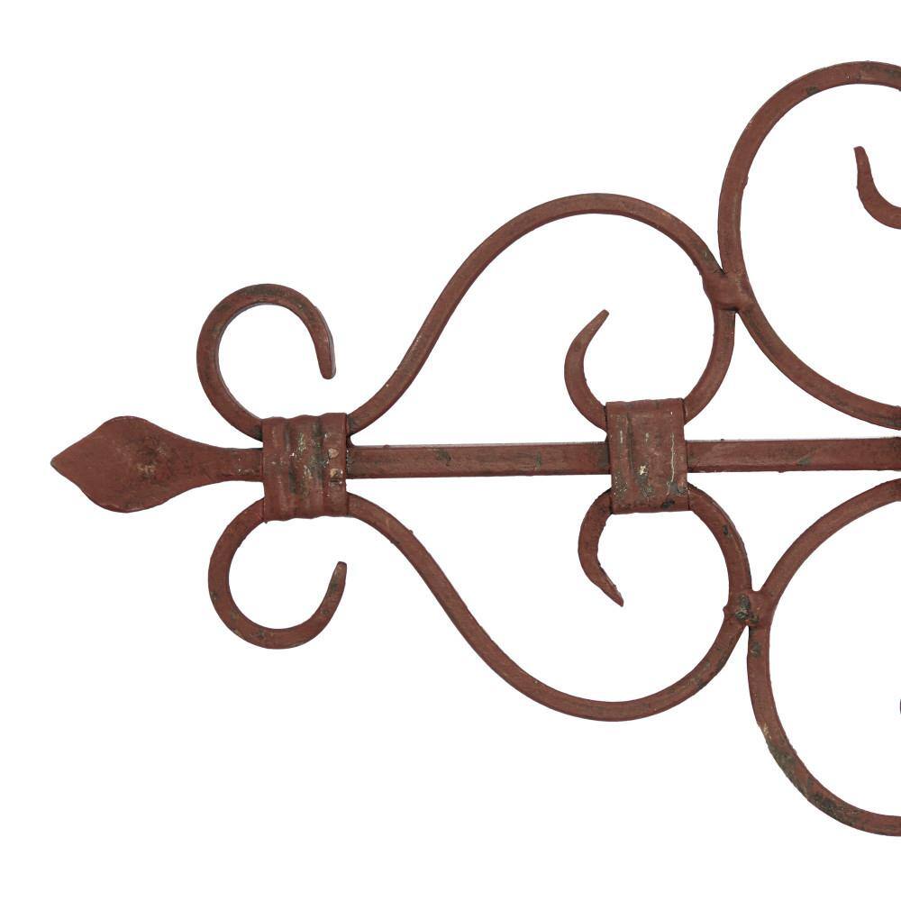 Rustic Brown Iron Scroll Wall Sculpture with Matte Finish