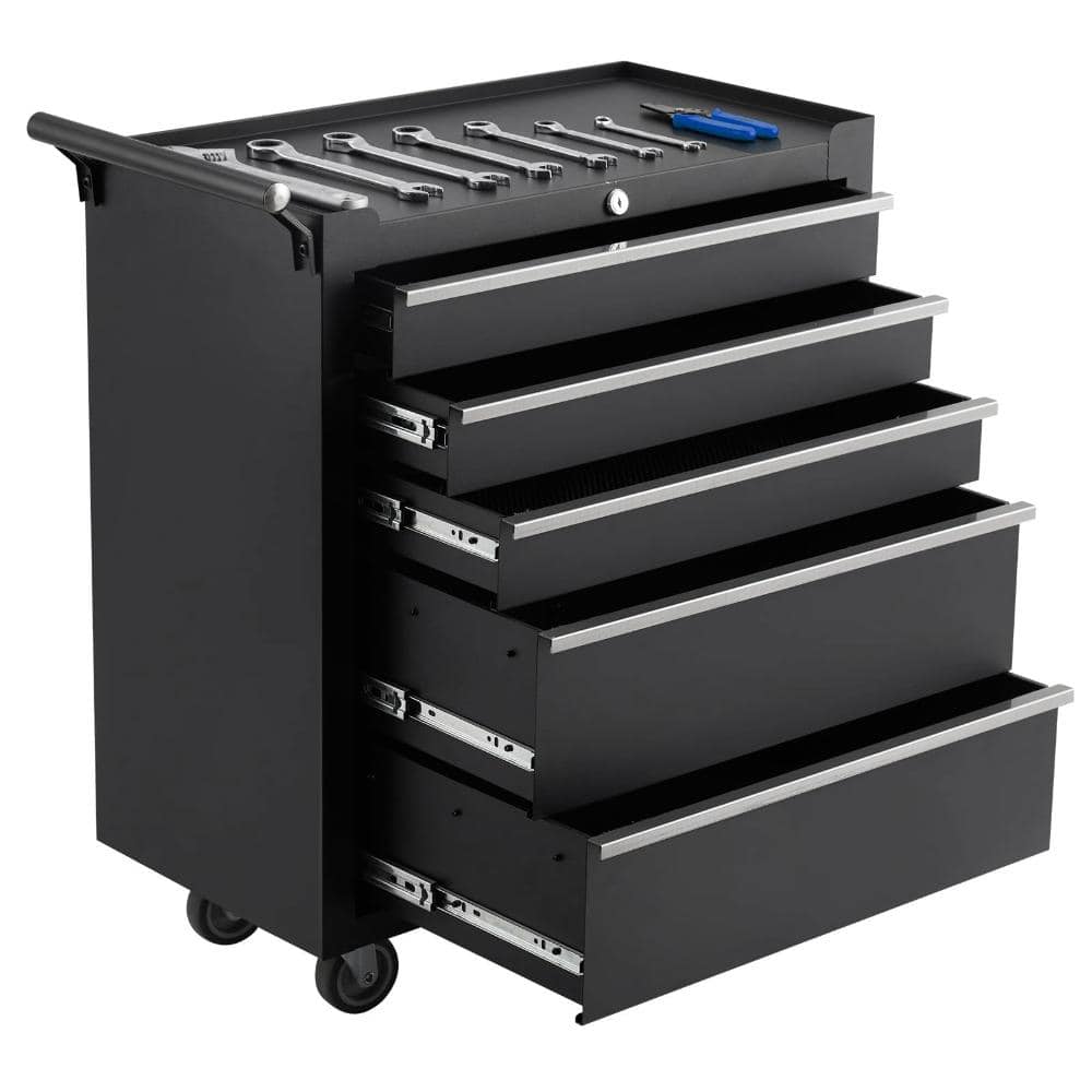 5-Drawer Rolling Steel Tool Chest with Locking Casters, Ball-Bearing Drawers and Side Handle, Black price history on PriceWatchPro