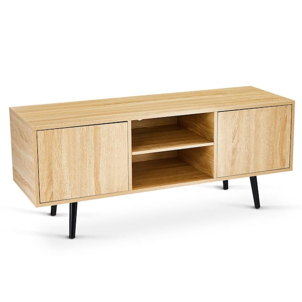 Merra 47 in. Oak TV Stand with Removable Storage Shelves Fits TV's up to 55 in. with Adjustable Cabinets
