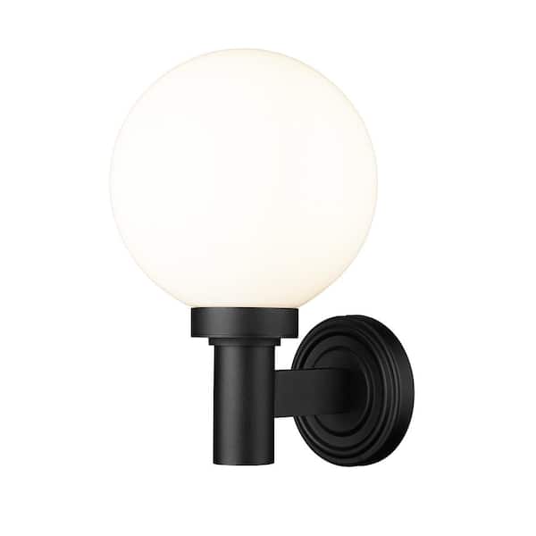 Unbranded Laurent 1-Light Black Hardwired Cylinder Outdoor Wall Sconce