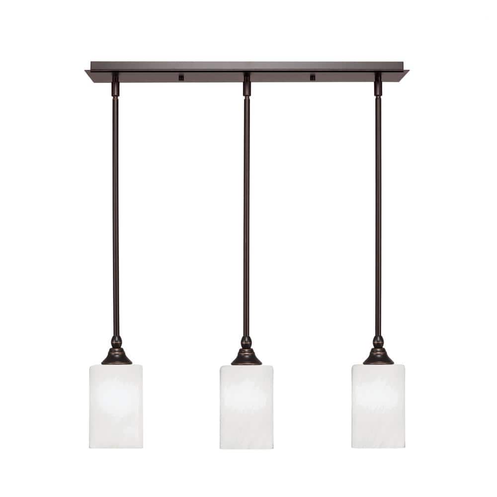 Livingston 100-Watt 3-Light Brown Shaded Pendant Light with 4 in. White Mar