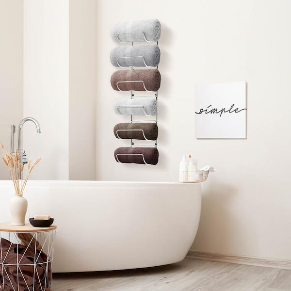 Silver bathroom towel discount rack