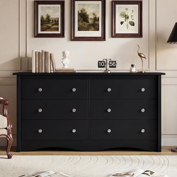 black 6-drawer dresser under $200 Dressers Alice + Olivia Poppy test_lana_maxi_dress Size:7.5 UK / 8.5 US Versatile Chest of Drawers