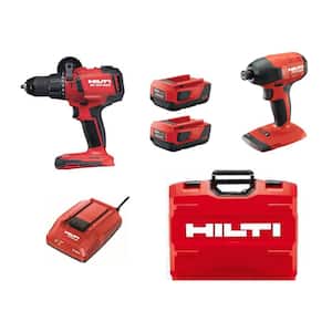 22-Volt Lithium-Ion Keyless Chuck Cordless Hammer Drill Driver/Brushless Impact Driver Combo Kit (Batteries Included)