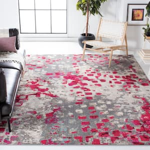 Madison Gray/Red 10 ft. x 14 ft. Geometric Abstract Area Rug