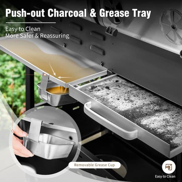 PHI VILLA 3-Burner Dual Fuel Grill Propane and Charcoal in