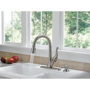 Talbott Single-Handle Pull-Down Sprayer Kitchen Faucet with Soap Dispenser in Stainless Featuring MagnaTite Docking