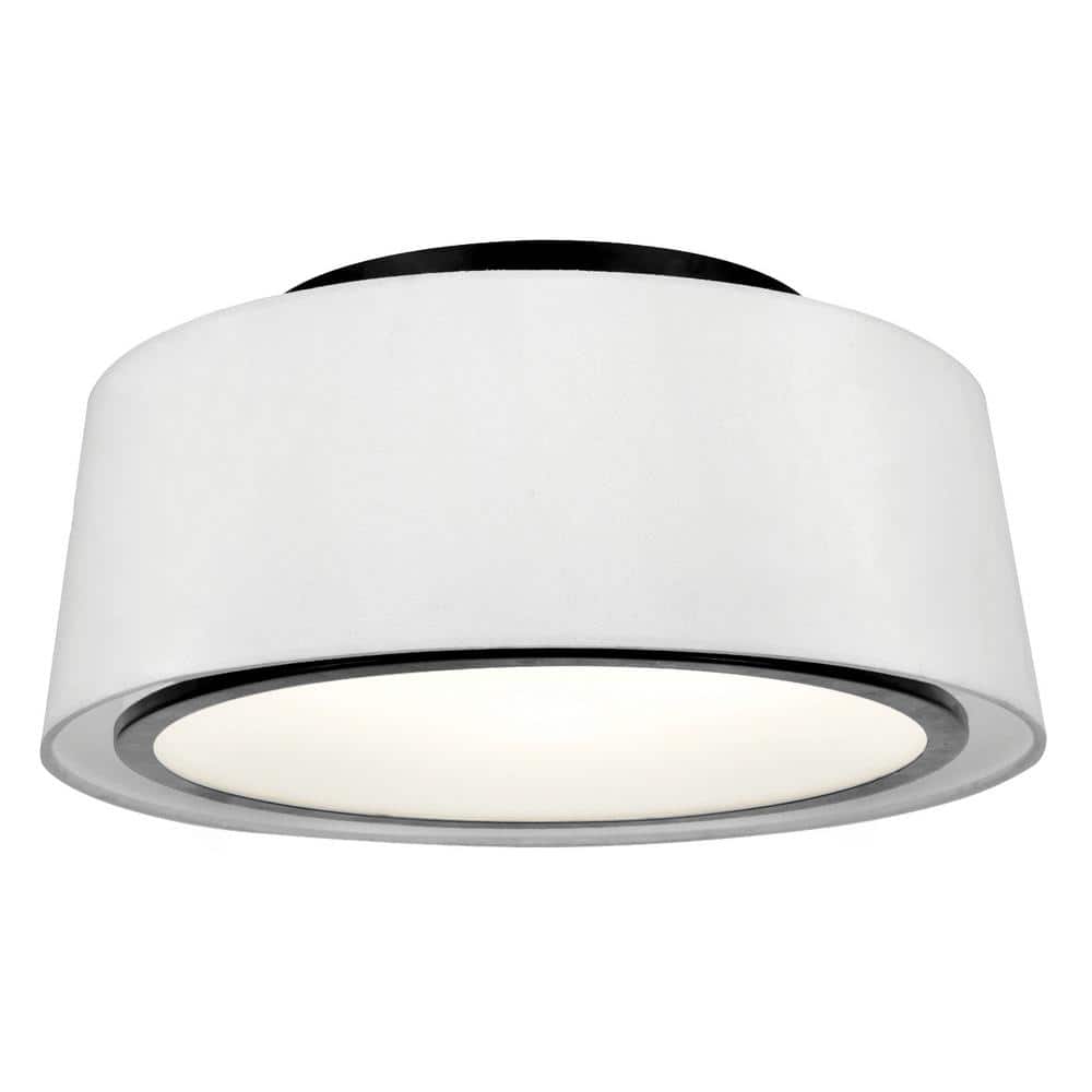 18'' Black and White Silk Drum Semi-Flush Mount Light