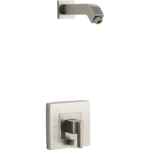 Loure Lever 1-Handle Wall-Mount Shower Trim Kit in Vibrant Brushed Nickel with Push Button Diverter (Valve Not Included)