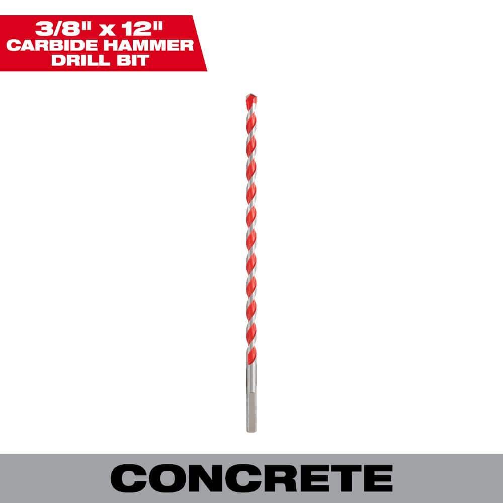 Milwaukee 3/8 in. x 10 in. x 12 in. Carbide Hammer Drill Bit 48-20