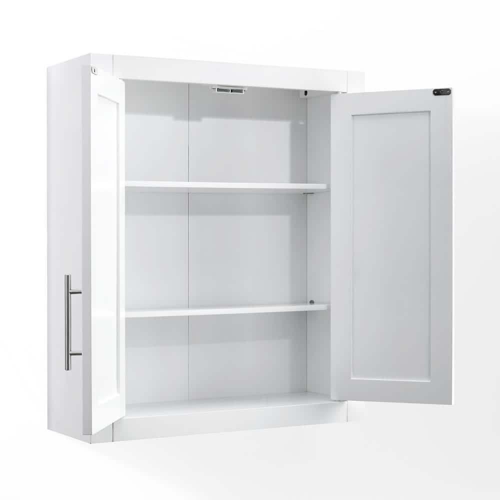 Savannah 31" White MDF Wall-Mounted Bathroom Cabinet with Chrome Hardware