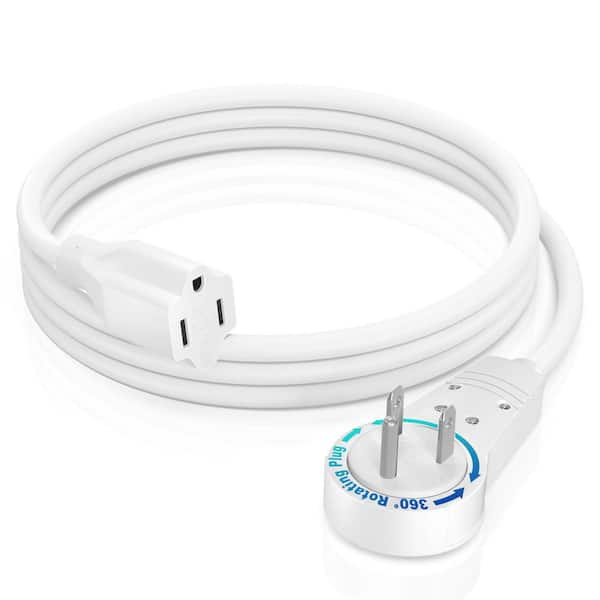 MAXIMM 3 ft. 14/3 Medium/Heavy Duty Indoor Extension Cord with 360° Rotating Flat Plug, 15 Amp White