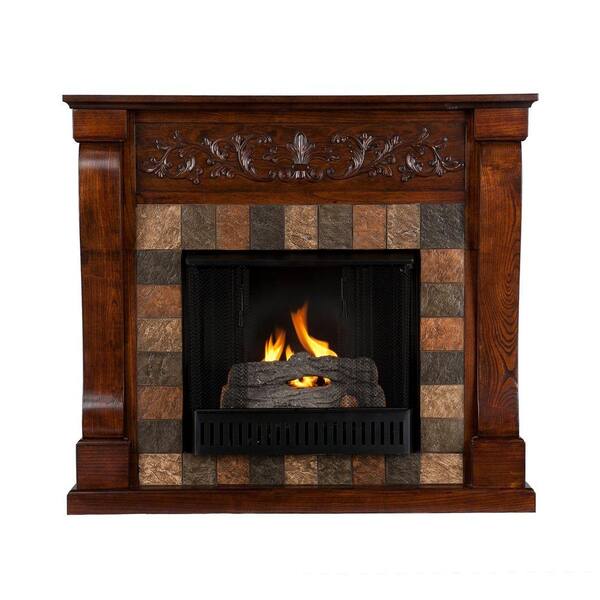 Southern Enterprises St. Lawrence 45 in. Gel Fuel Fireplace in Espresso with Faux Slate-DISCONTINUED