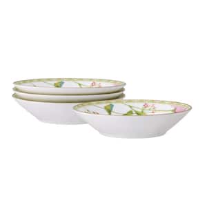 Poppy Place 5.5 in., 4 oz. (White and Pink) Porcelain Fruit Bowls, (Set of 4)