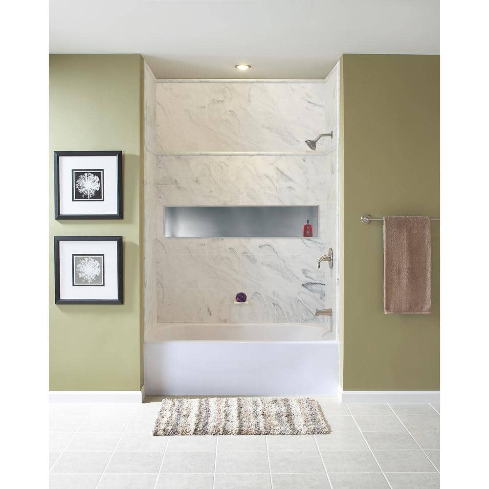 Brushed Stainless Steel 14-Inch Recessed Shower Storage Pod