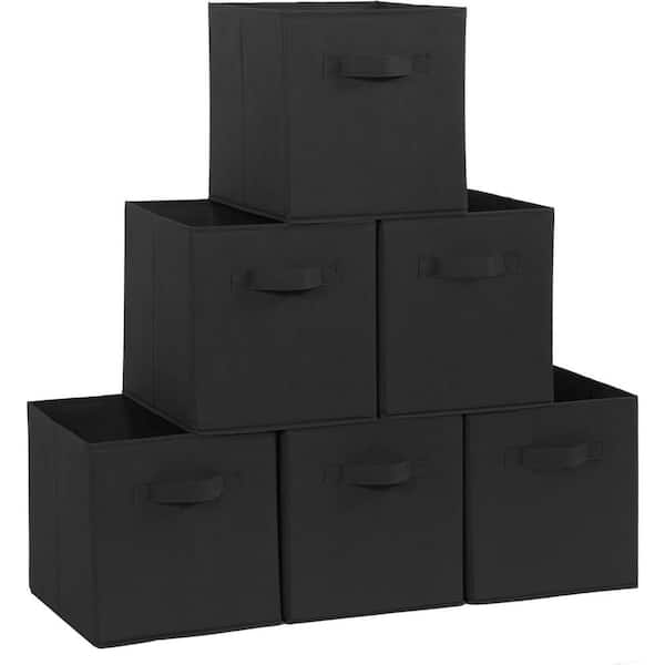 Unbranded Black 10.5 in. x 11 in. Fabric Decorative Basket Set of 6 for Organization