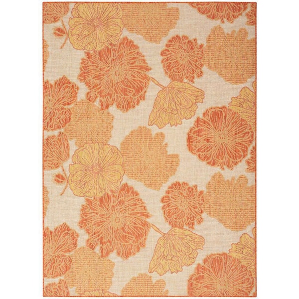 Garden Oasis Coral 5 ft. x 7 ft. Nature-inspired Contemporary Area Rug