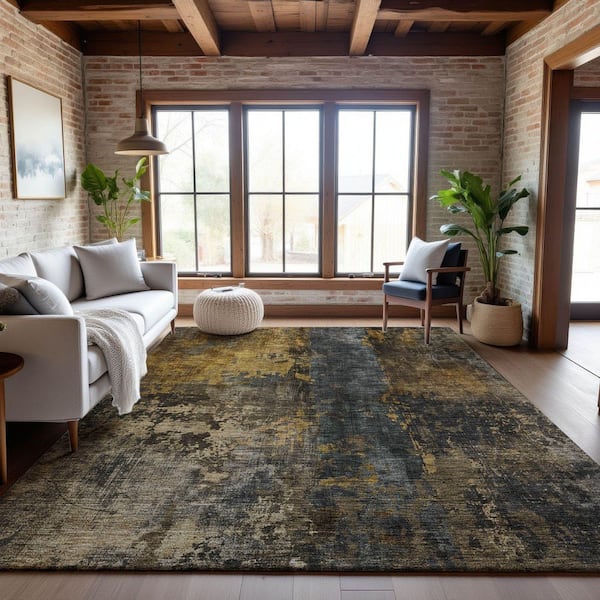 Mayfield Premium Machine Washable Abstract AMF1204 Gray 8 ft. x 10 ft. Area Rug