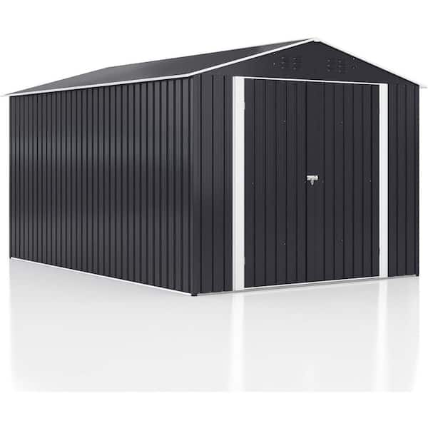 8 ft. W x 12 ft. D Metal Garden Storage Shed with Secure Locking Doors and Ventilation(96 sq. ft.)