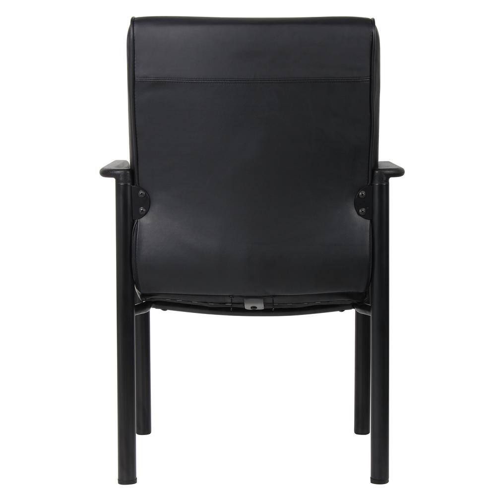 Black LeatherPlus Steel Frame Office Accent Chair