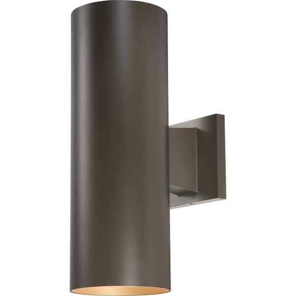 2-Light Antique Bronze Aluminum Outdoor Wall Cylinder Light